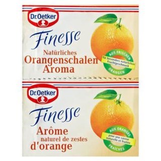 Dr. Oetker finesse natural orange peel aroma grated orange peel with dextrose, stabilized, 2 pieces &aacute; 6 g 12 g bag